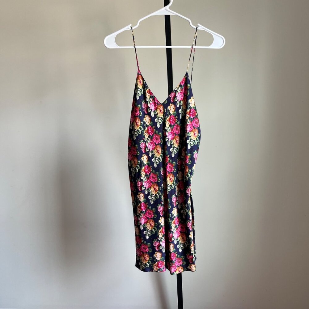 Victoria’s Secret Gold Label y2k 90's Silk Floral Chemise Slip Dress Size S